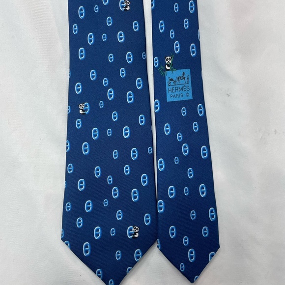 Hermès 100% Silk Men’s Tie “Maillon Panda” 6310 PA - Picture 2 of 7